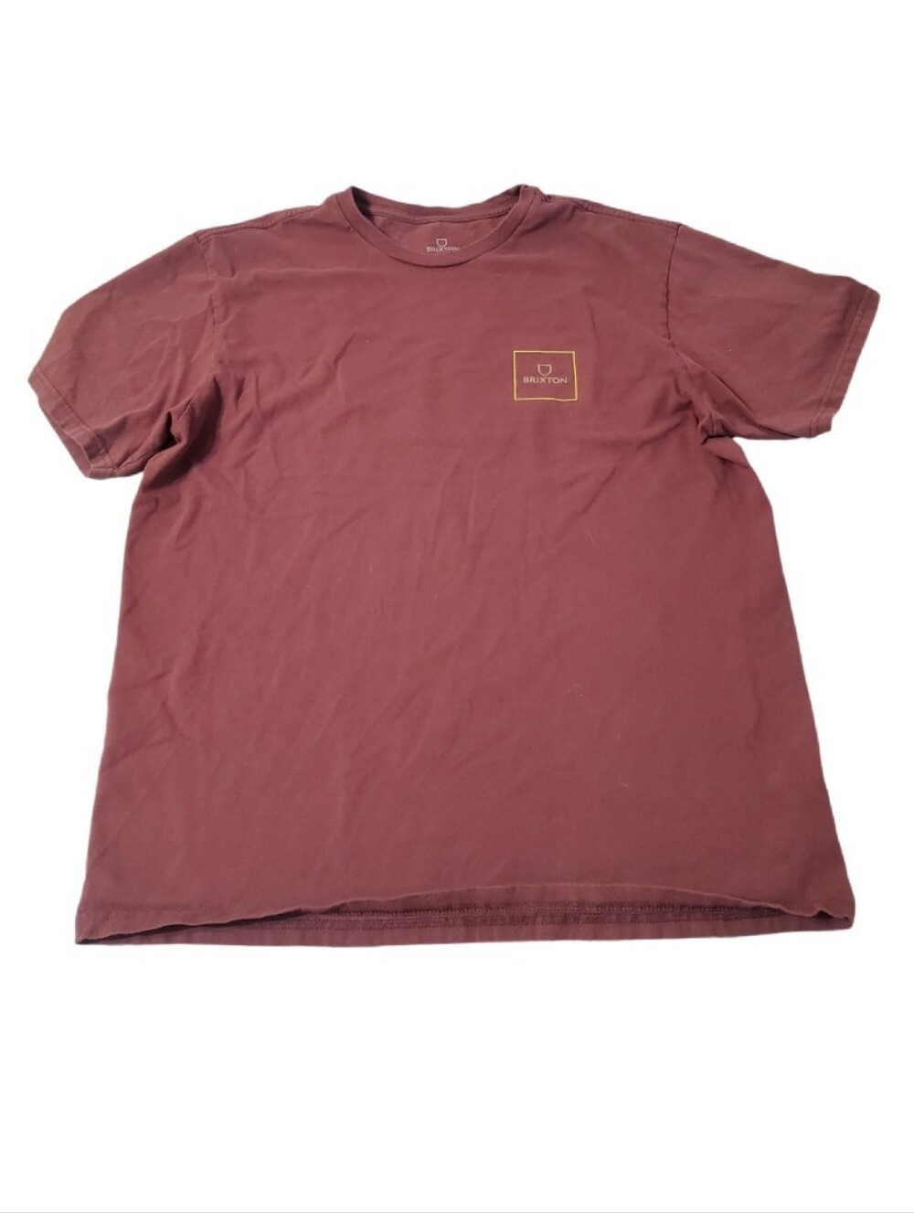 Brixton Men's Burgundy Alpha Square Logo T-shirt Large